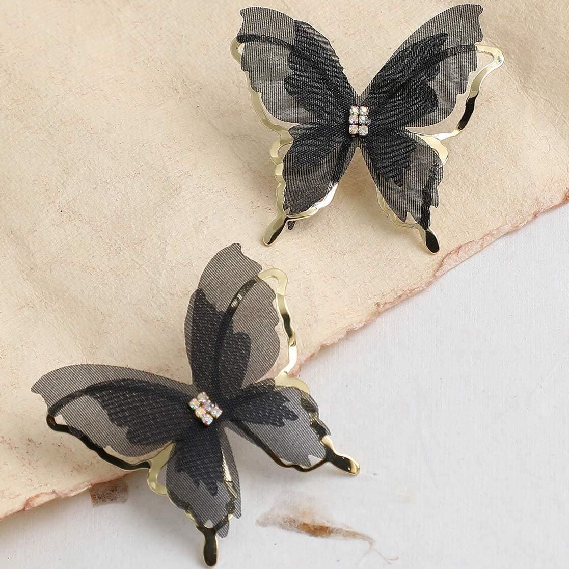 Korean Black Butterfly Earrings