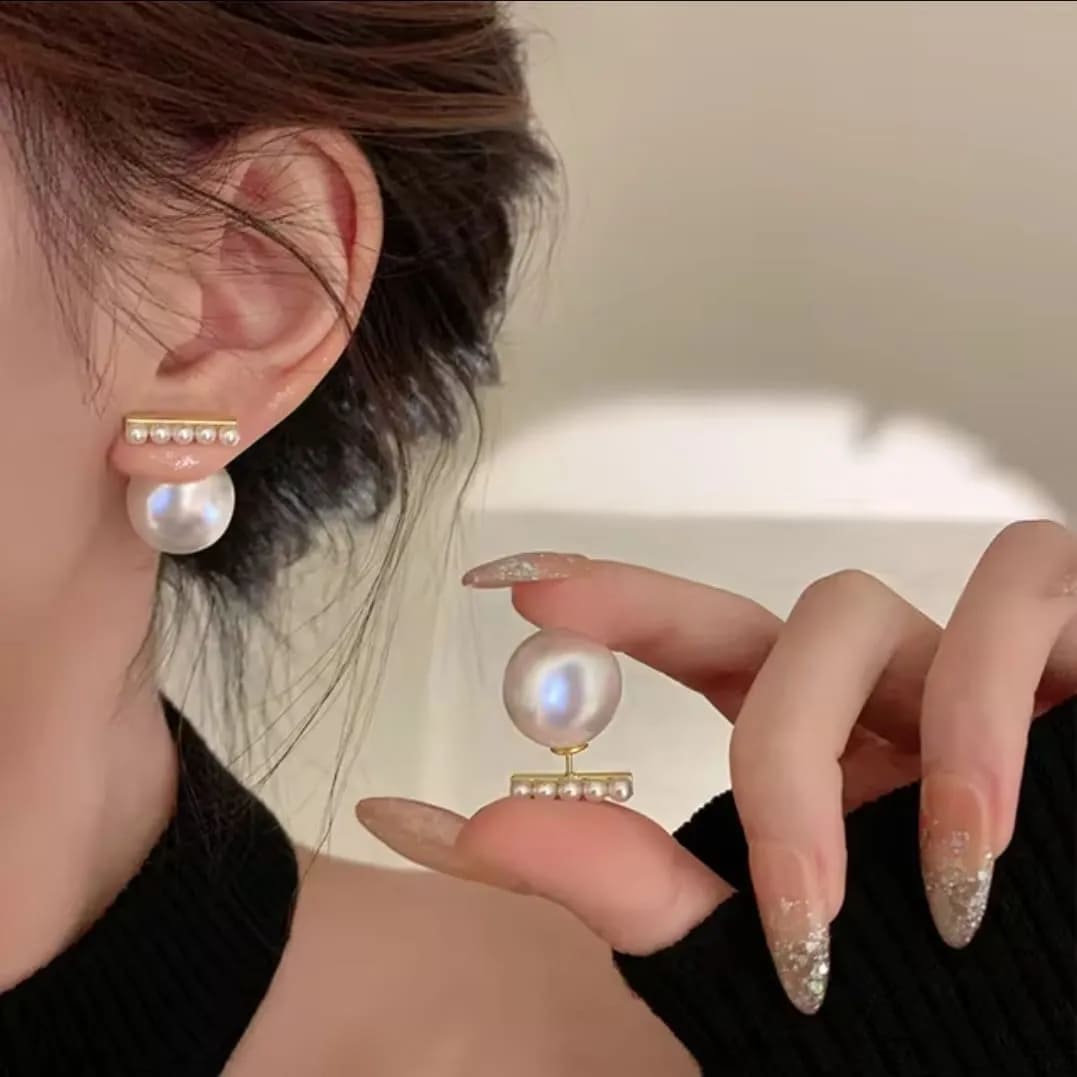 Korean Big Pearl Stud Earrings