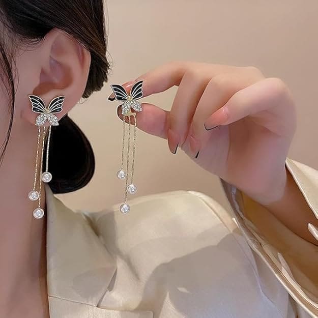Korean Long Butterfly Earrings