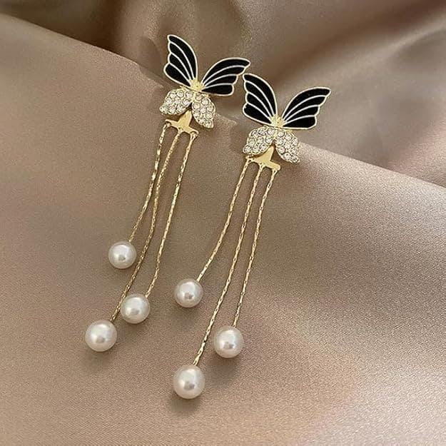 Korean Long Butterfly Earrings