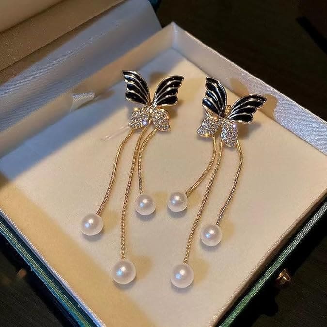 Korean Long Butterfly Earrings
