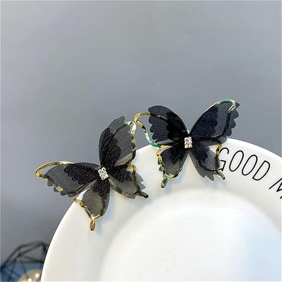 Korean Black Butterfly Earrings