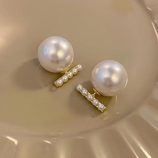 Korean Big Pearl Stud Earrings