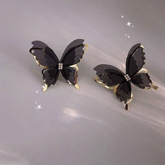 Korean Black Butterfly Earrings