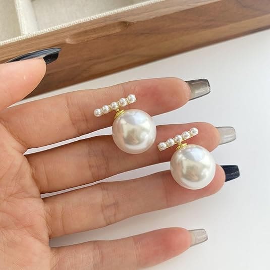 Korean Big Pearl Stud Earrings