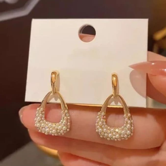 Korean AD Pearl Drop Earrings