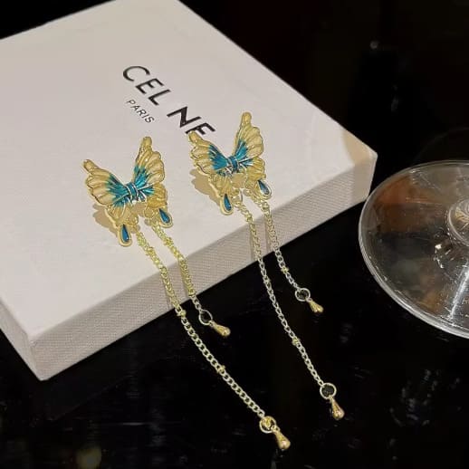 Korean Butterfly Long Drop Earrings
