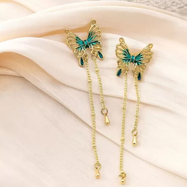 Korean Butterfly Long Drop Earrings