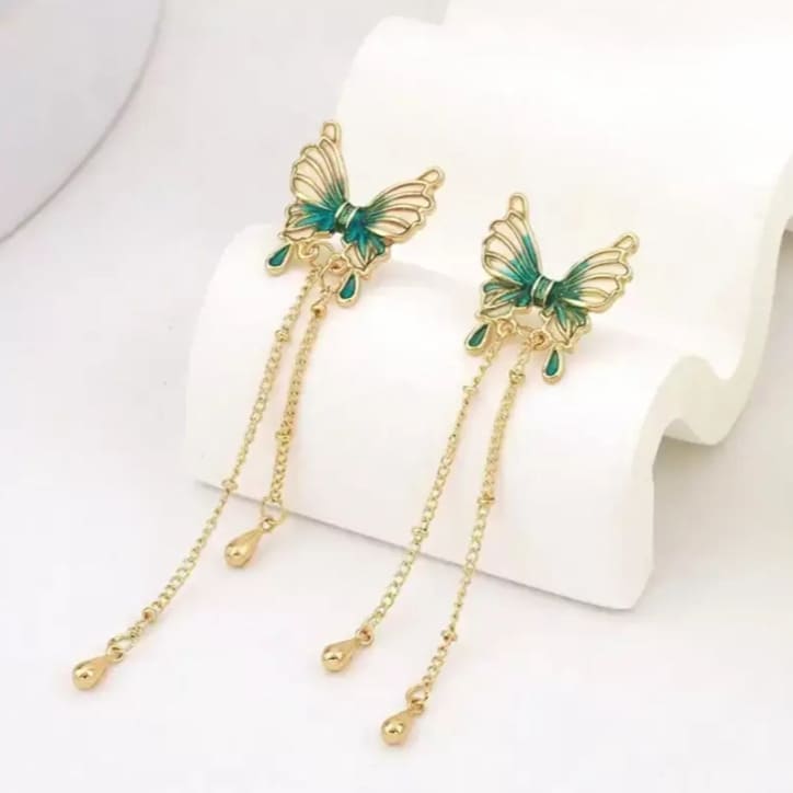Korean Butterfly Long Drop Earrings