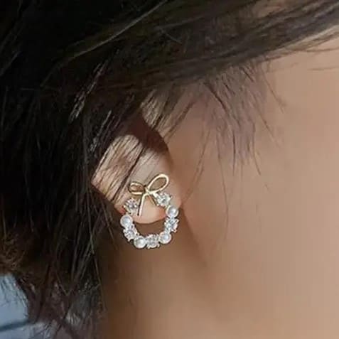 Korean Bow Stud Earrings