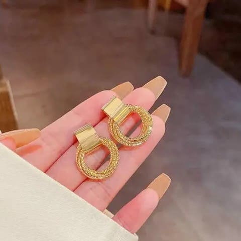 Korean Golden Chain Drop Earrings