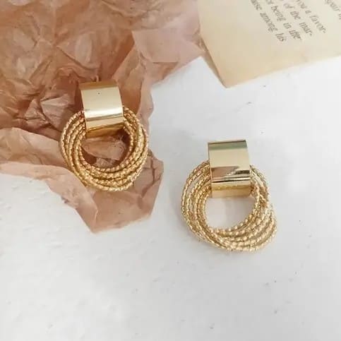 Korean Golden Chain Drop Earrings