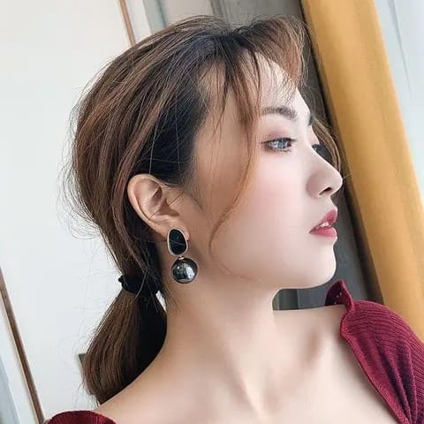 Korean Black Drop Earrings