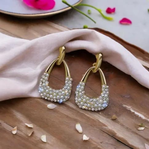 Korean AD Pearl Drop Earrings
