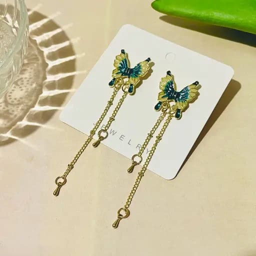 Korean Butterfly Long Drop Earrings
