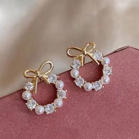 Korean Bow Stud Earrings