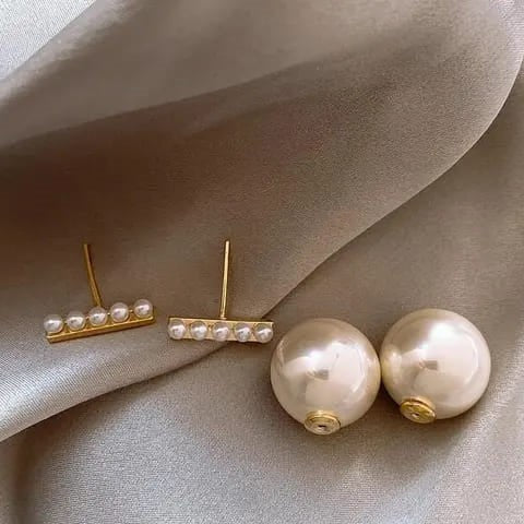 Korean Big Pearl Stud Earrings