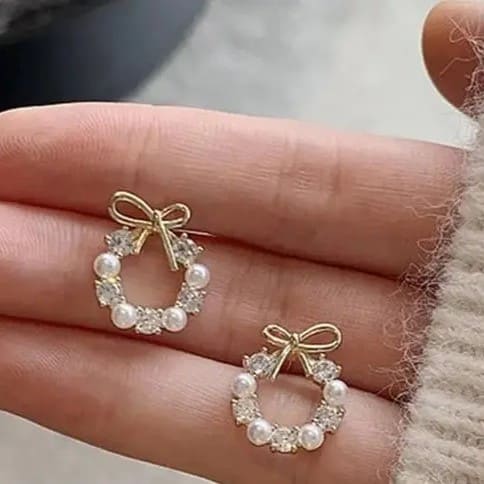 Korean Bow Stud Earrings