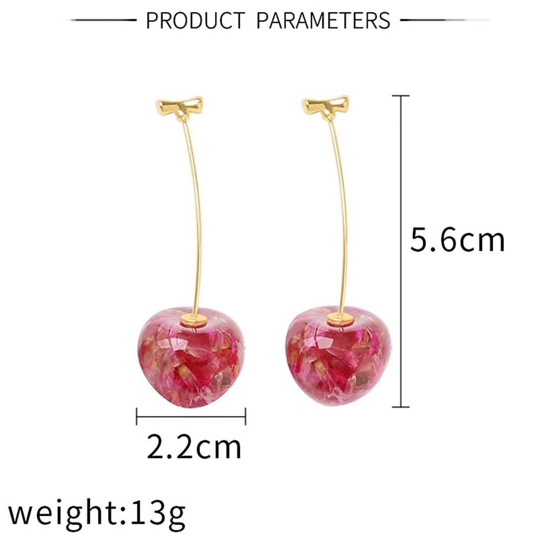 Korean Textured Cherry Drop Earrings