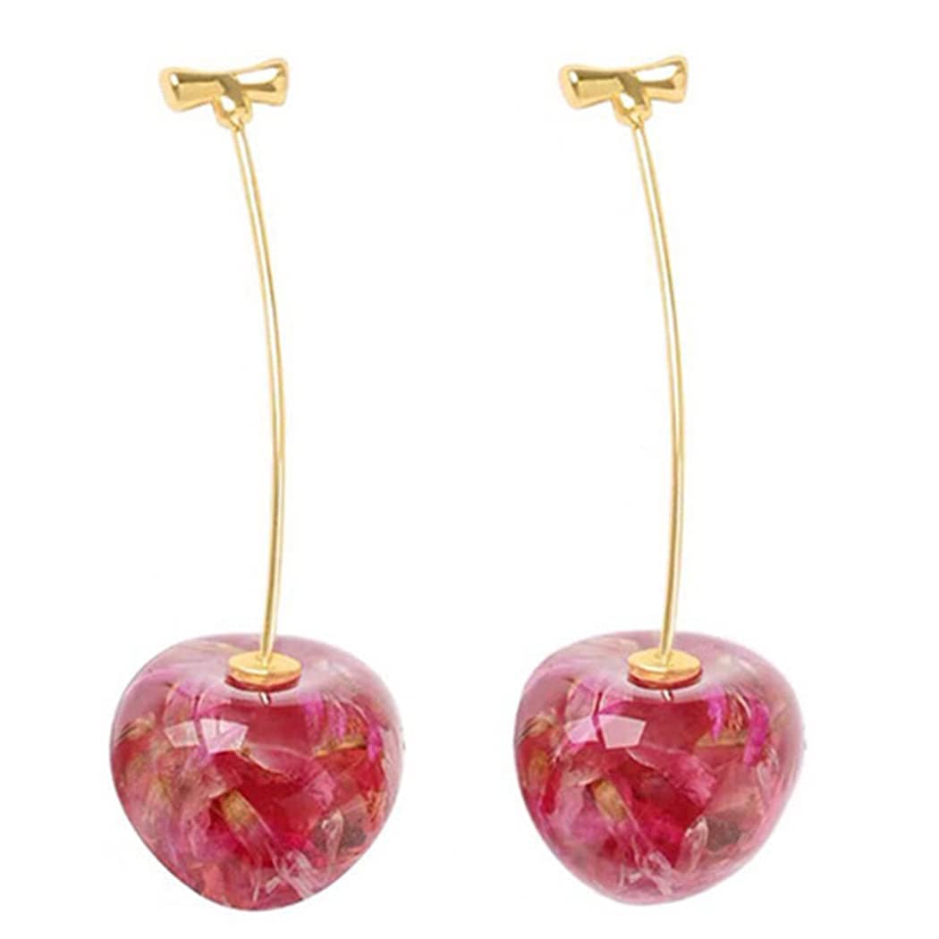 Korean Textured Cherry Drop Earrings