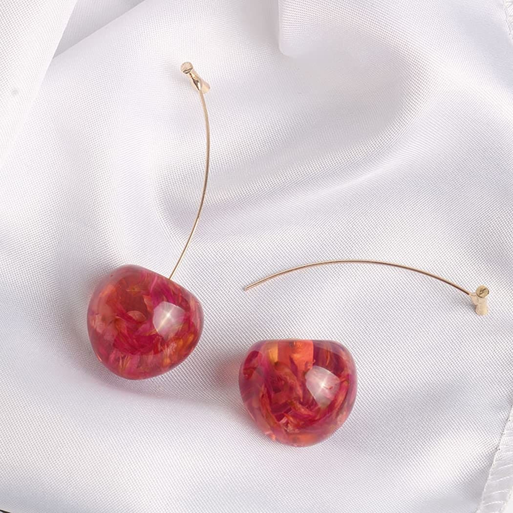 Korean Textured Cherry Drop Earrings
