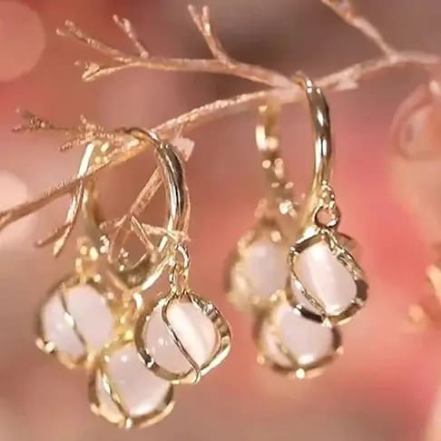 Korean Pearl Drop Eye Bell Earrings