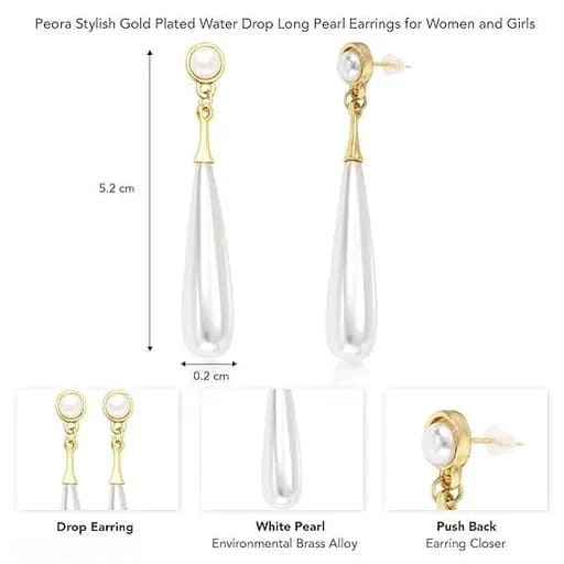 Korean Long White Pearl Drop Earrings