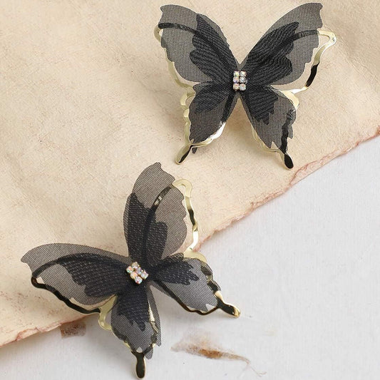 Korean Black Butterfly Earrings