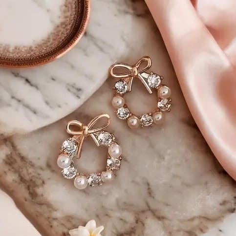 Korean Bow Stud Earrings