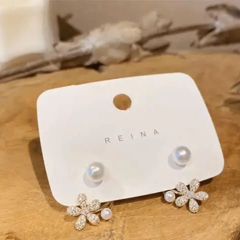 Korean Shiny Flower Stud Earrings