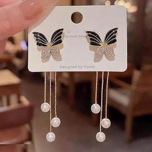 Korean Long Butterfly Earrings