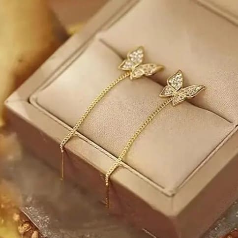 Korean Butterfly Long Earrings