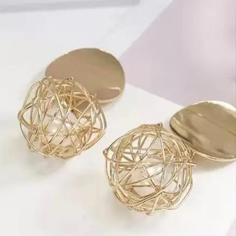 Korean Gold Cover Pearl Earrings