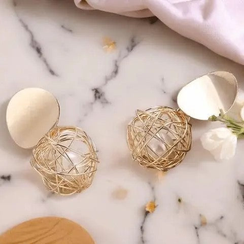 Korean Gold Cover Pearl Earrings