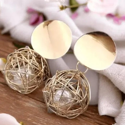 Korean Gold Cover Pearl Earrings