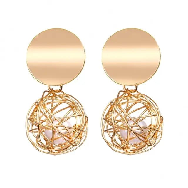 Korean Gold Cover Pearl Earrings