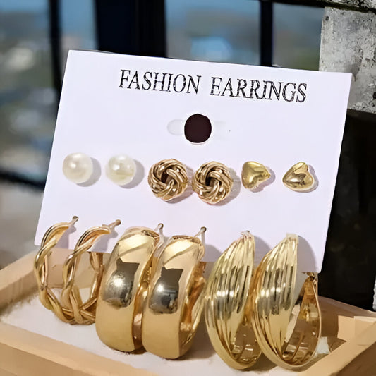 Korean Golden Combo Earrings