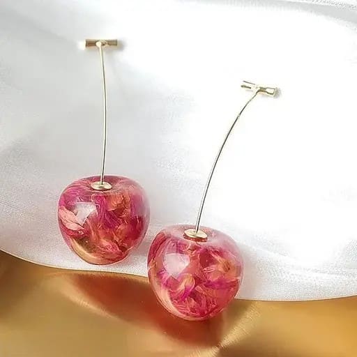 Korean Textured Cherry Drop Earrings