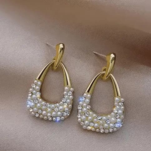 Korean AD Pearl Drop Earrings